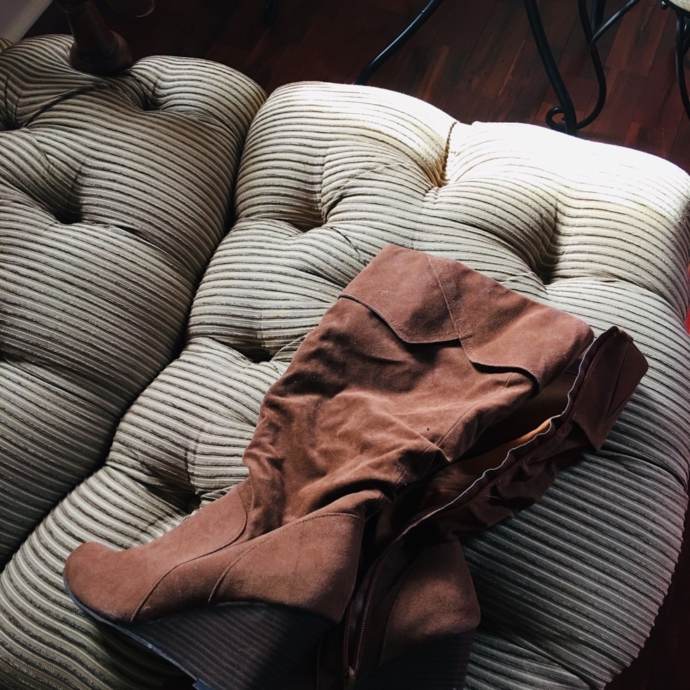 Chocolate brown booths.